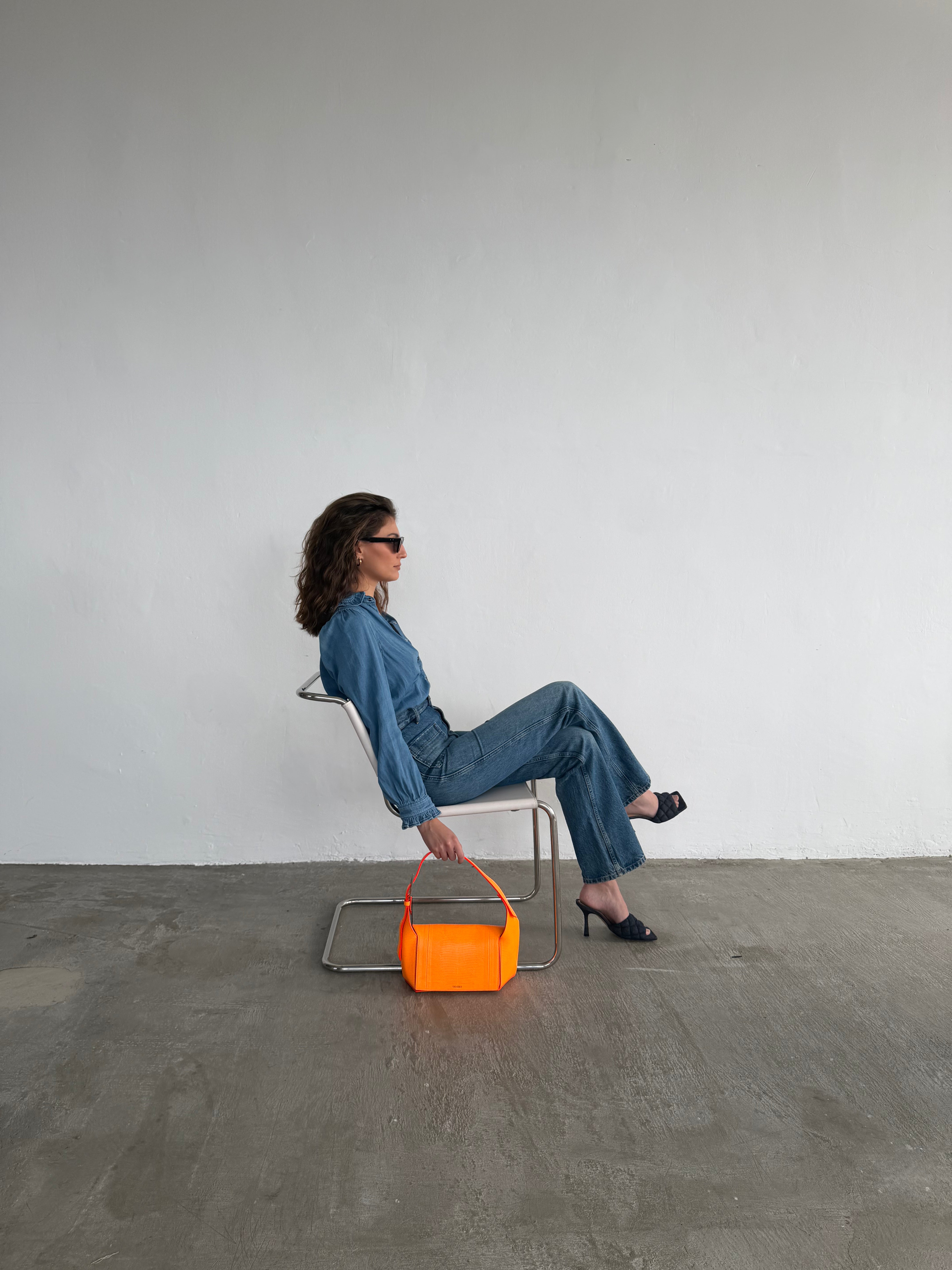 Small lizard-effect leather shoulder bag