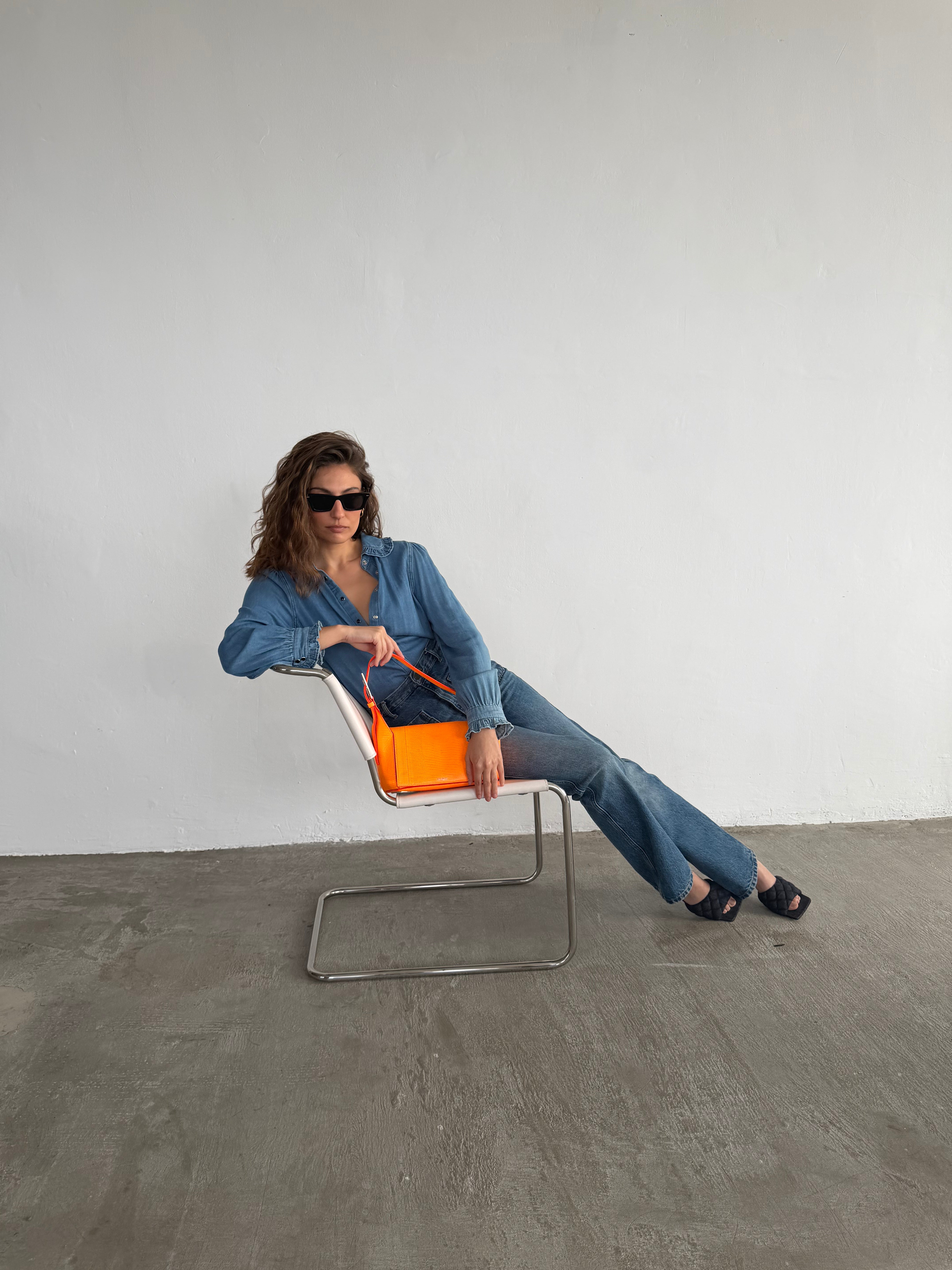 Small lizard-effect leather shoulder bag