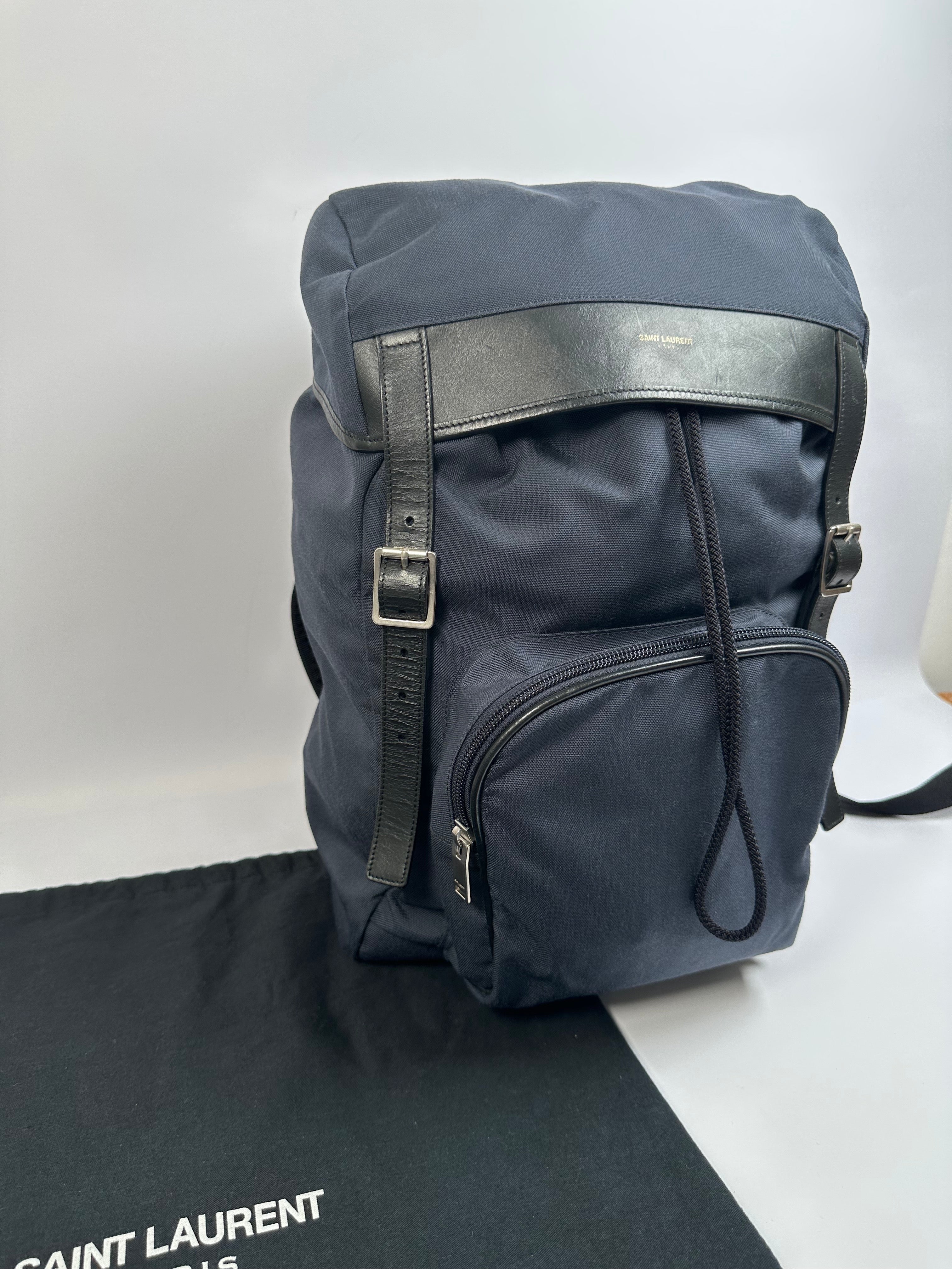 City Flap Leather-Trimmed Backpack