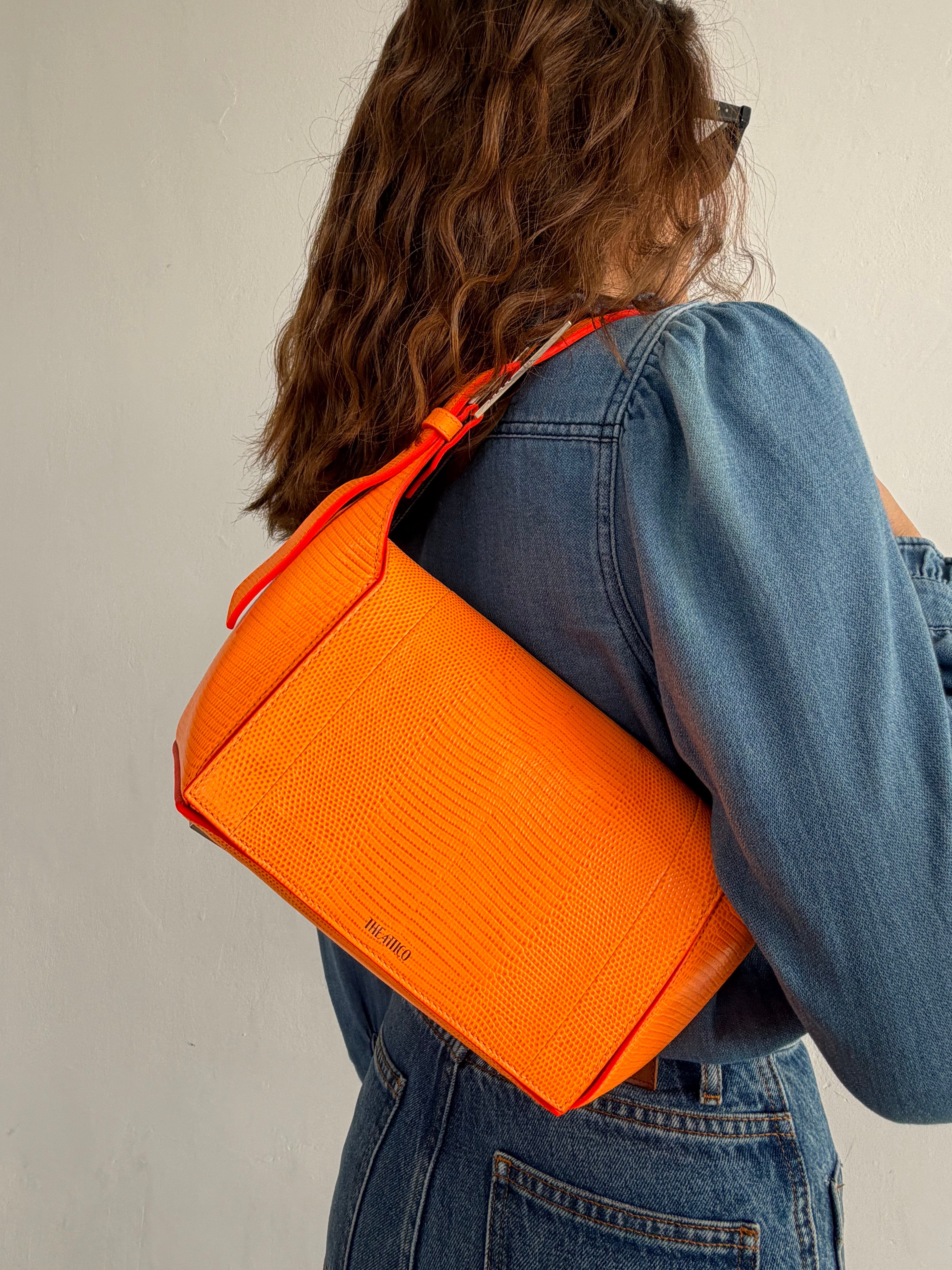 Small lizard-effect leather shoulder bag