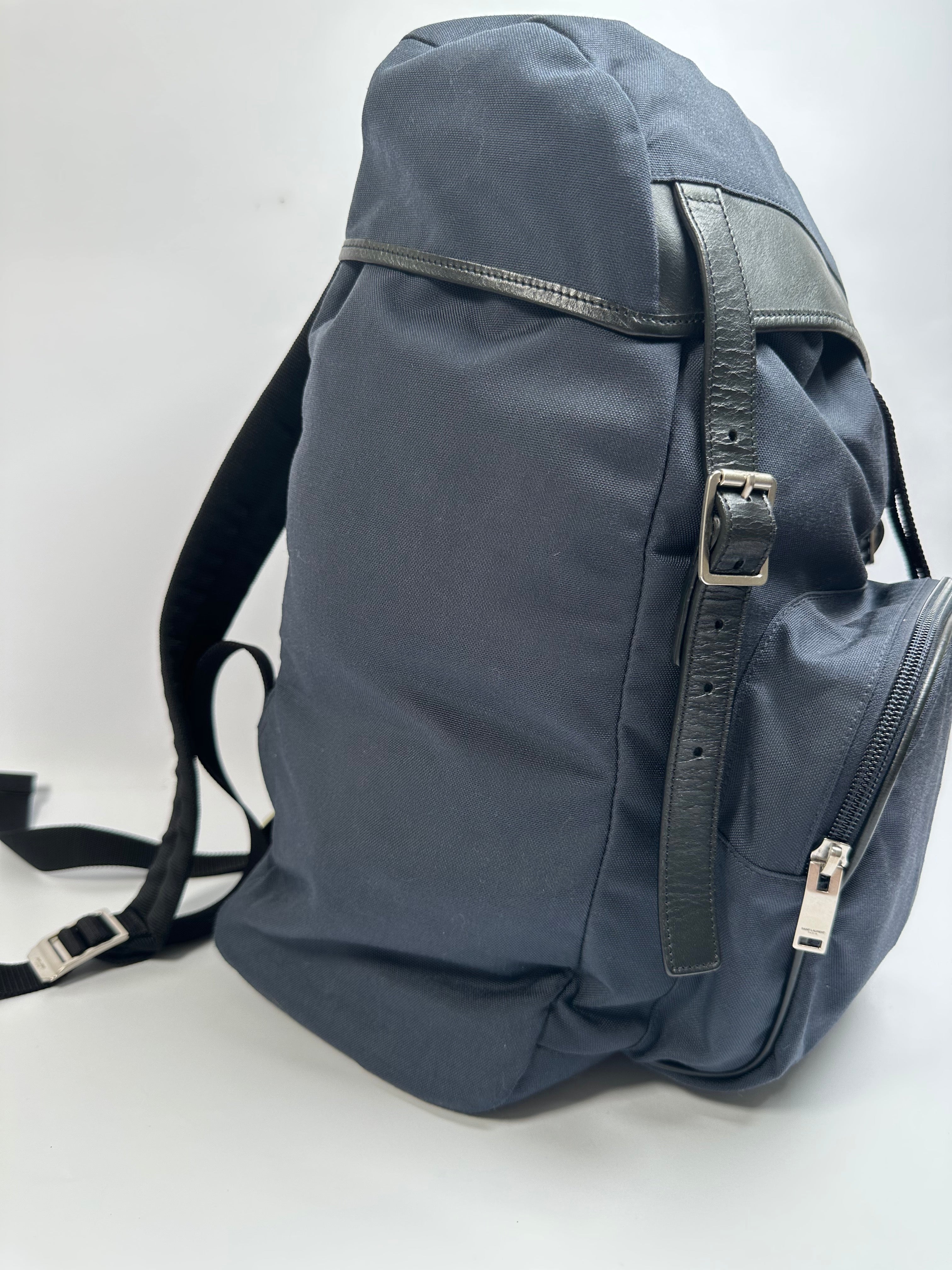 City Flap Leather-Trimmed Backpack