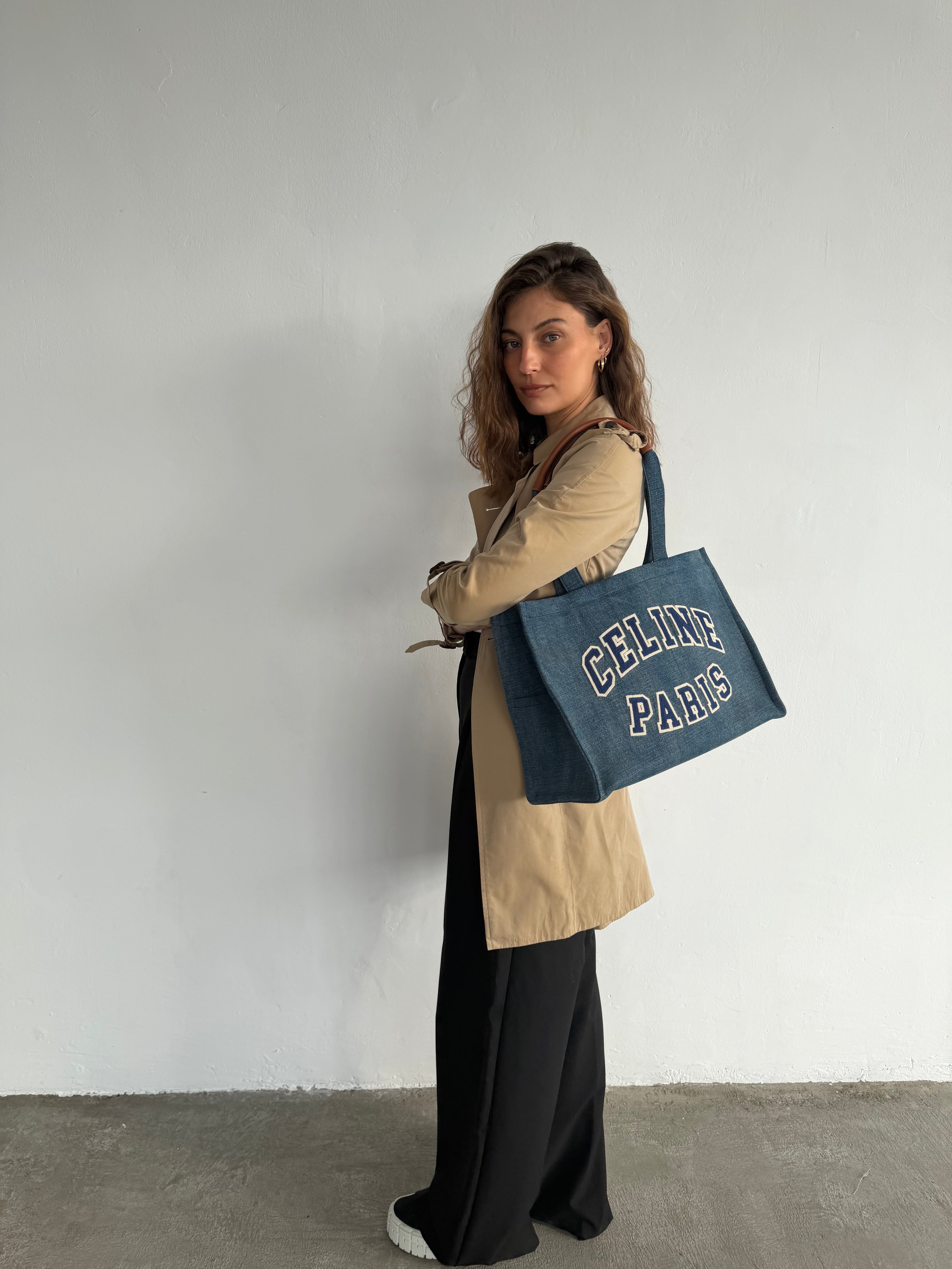 Cabas Denim Celine Paris Tote Bag