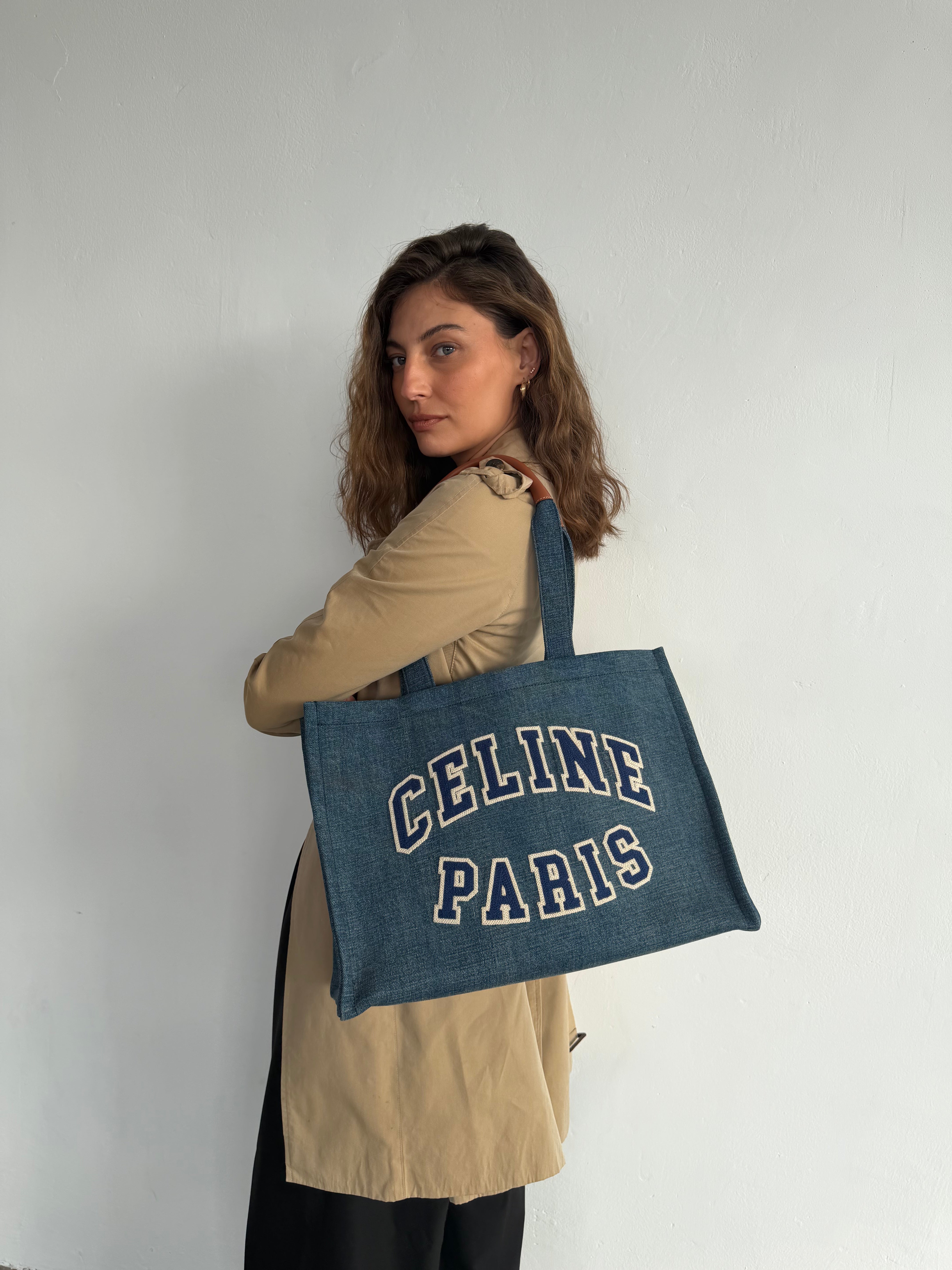 Cabas Denim Celine Paris Tote Bag