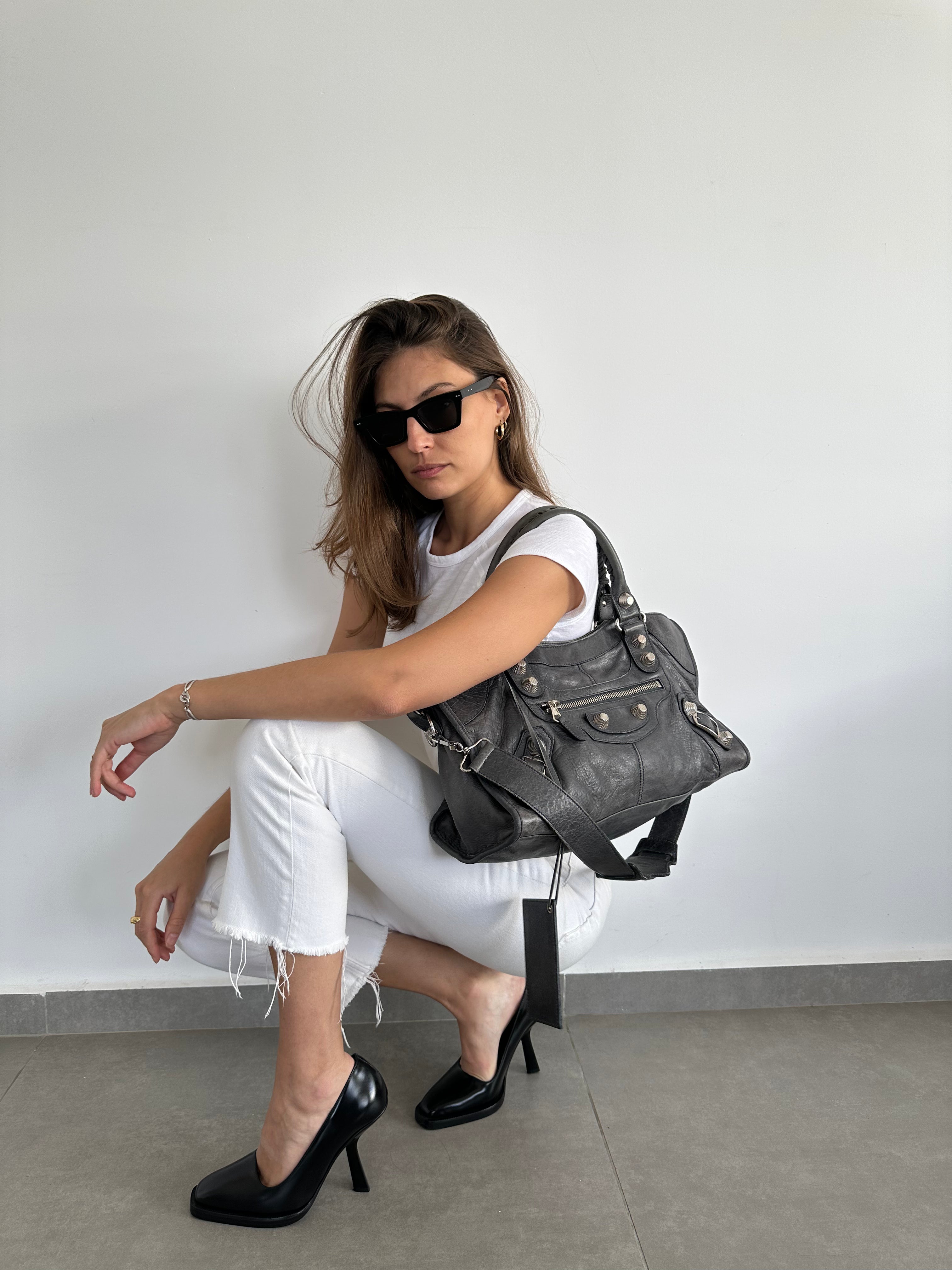 City leather handbag