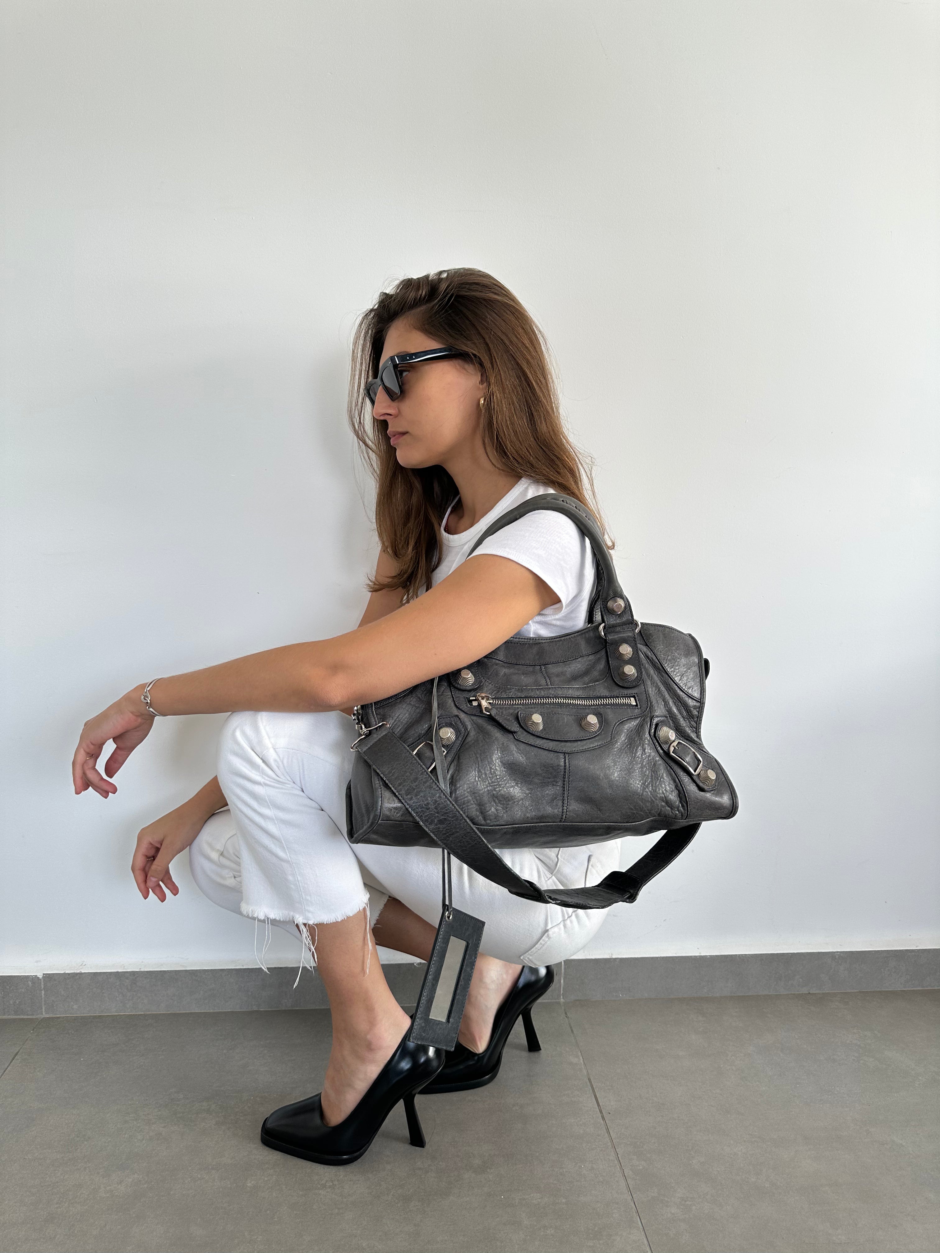City leather handbag