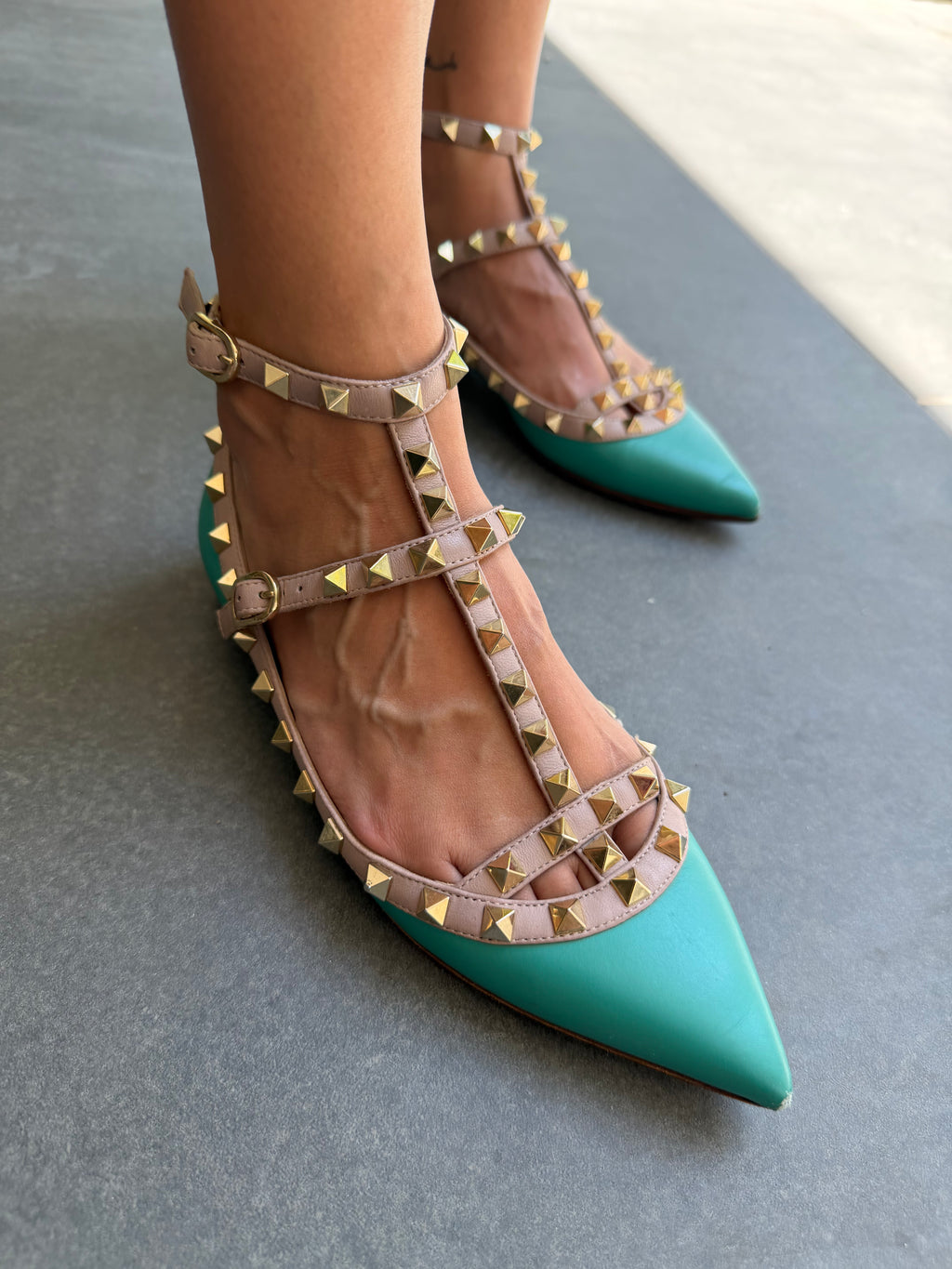 Rockstud Cage Ballerina Flats