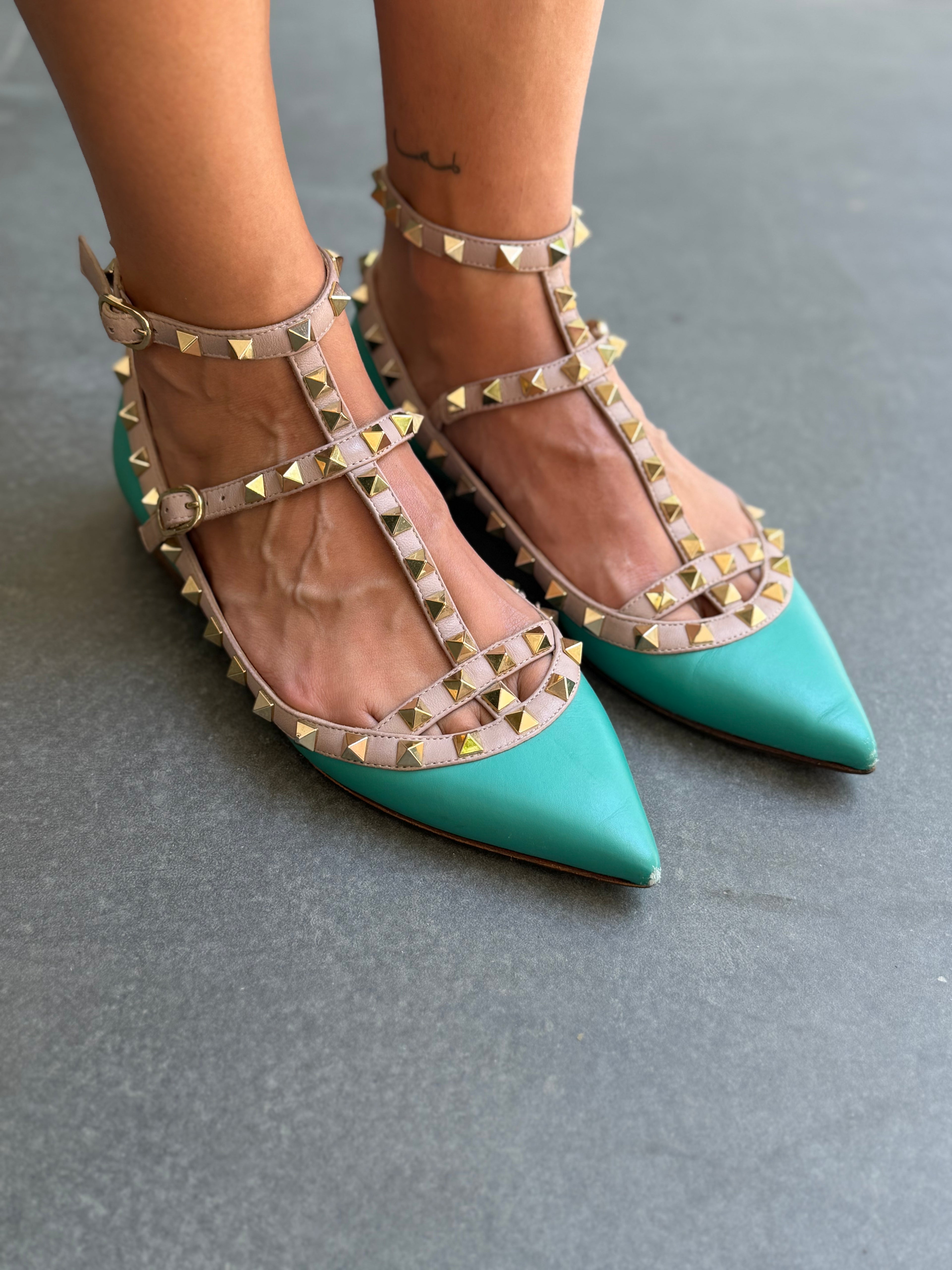 Rockstud Cage Ballerina Flats