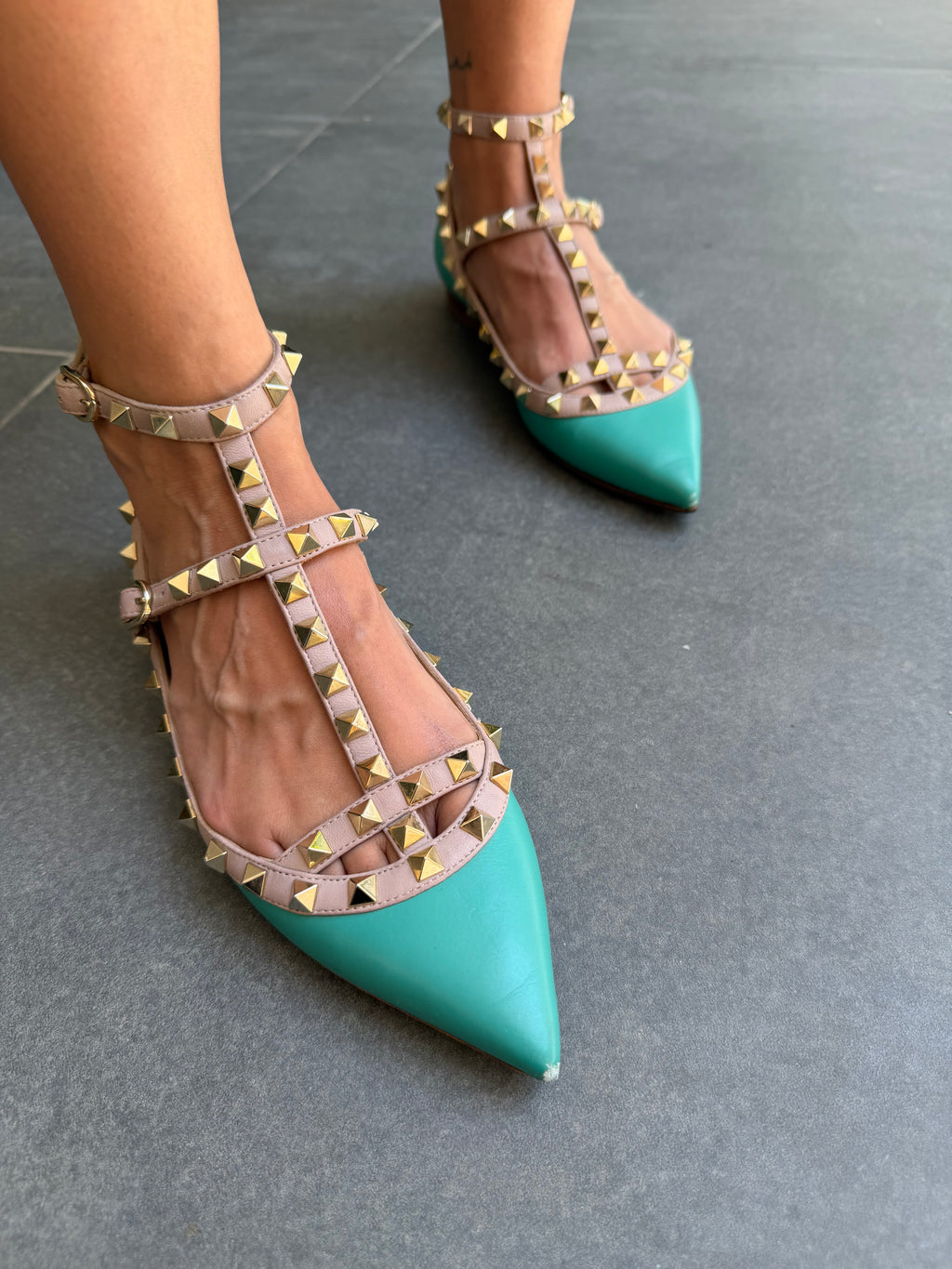 Rockstud Cage Ballerina Flats
