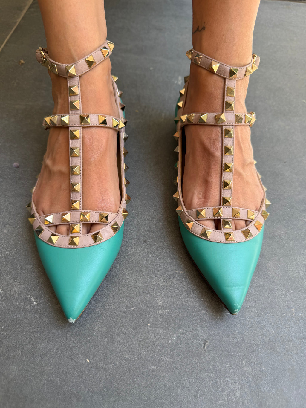 Rockstud Cage Ballerina Flats