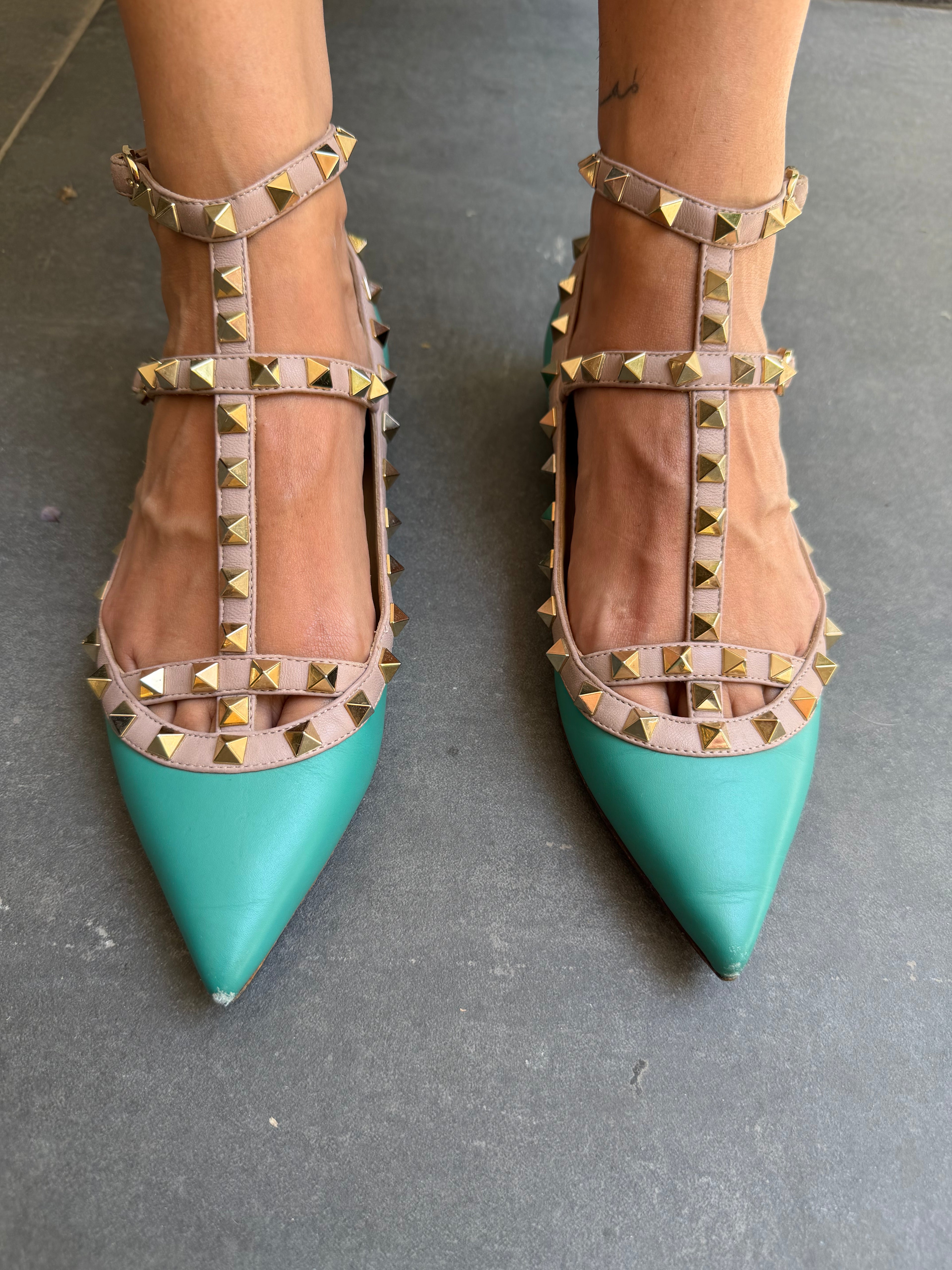 Rockstud Cage Ballerina Flats