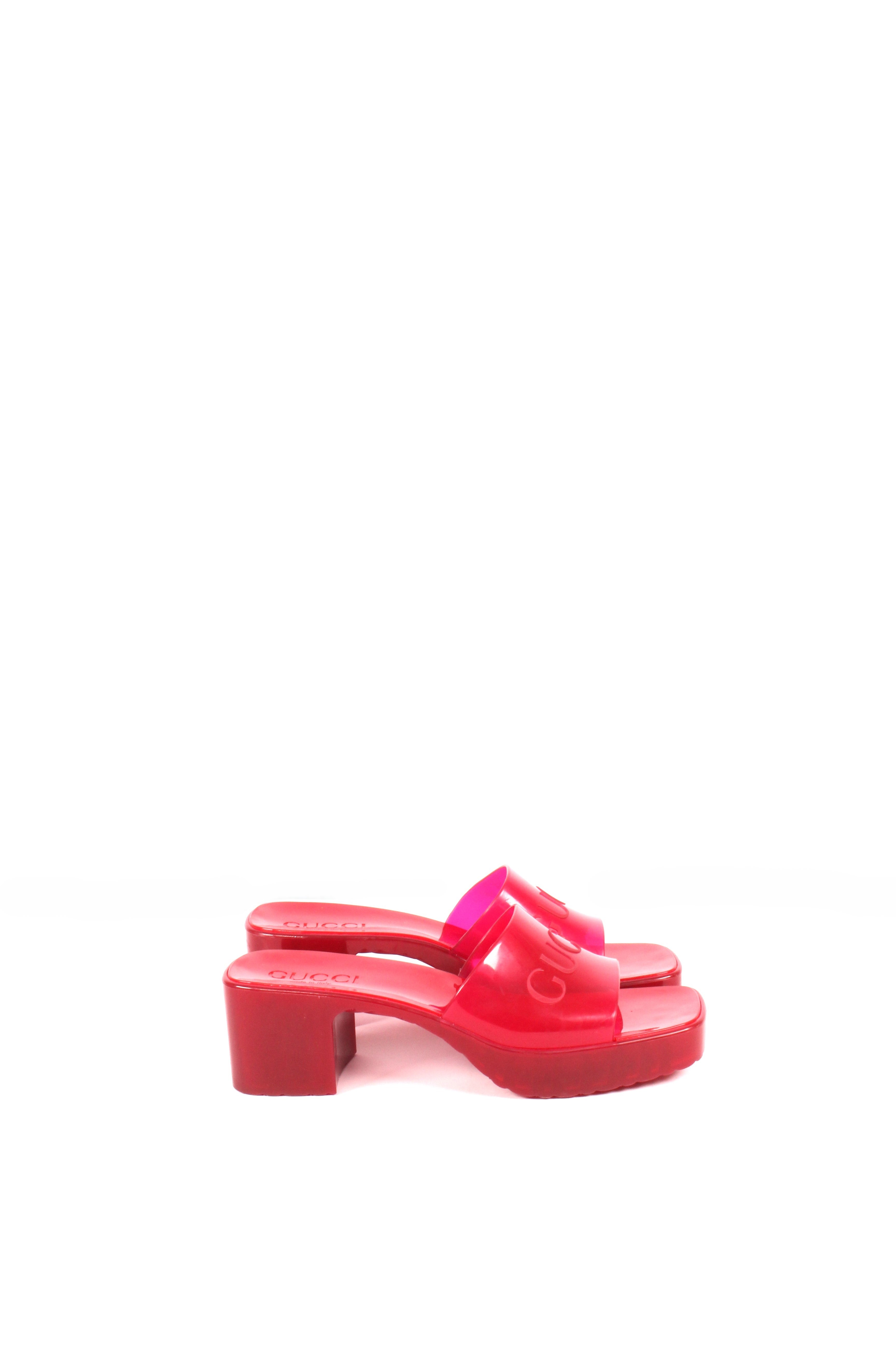 Hibiscus Red Rubber Slide Sandals