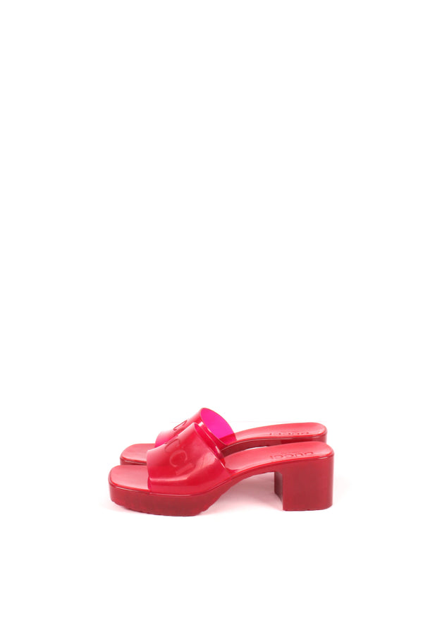 Hibiscus Red Rubber Slide Sandals