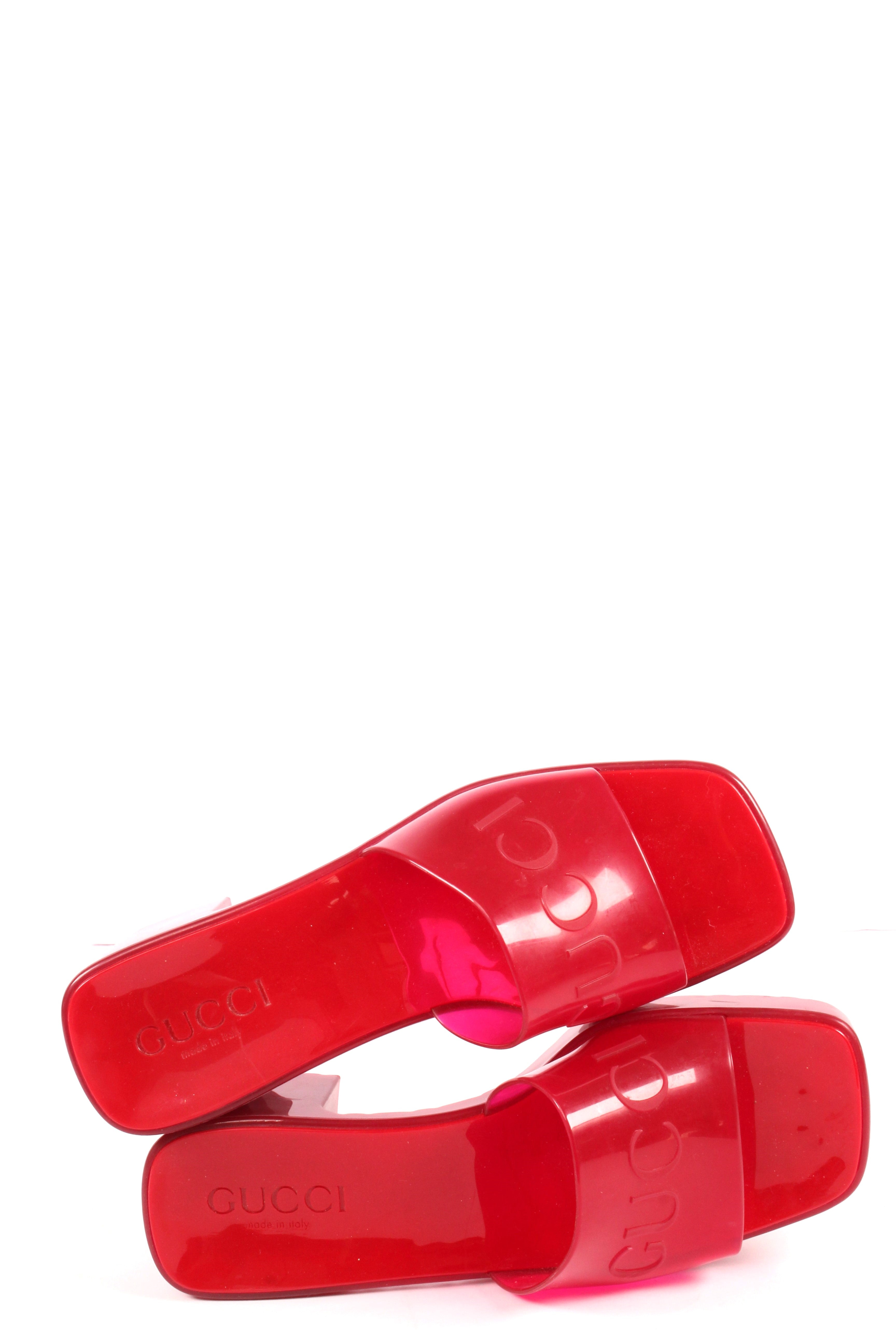 Hibiscus Red Rubber Slide Sandals