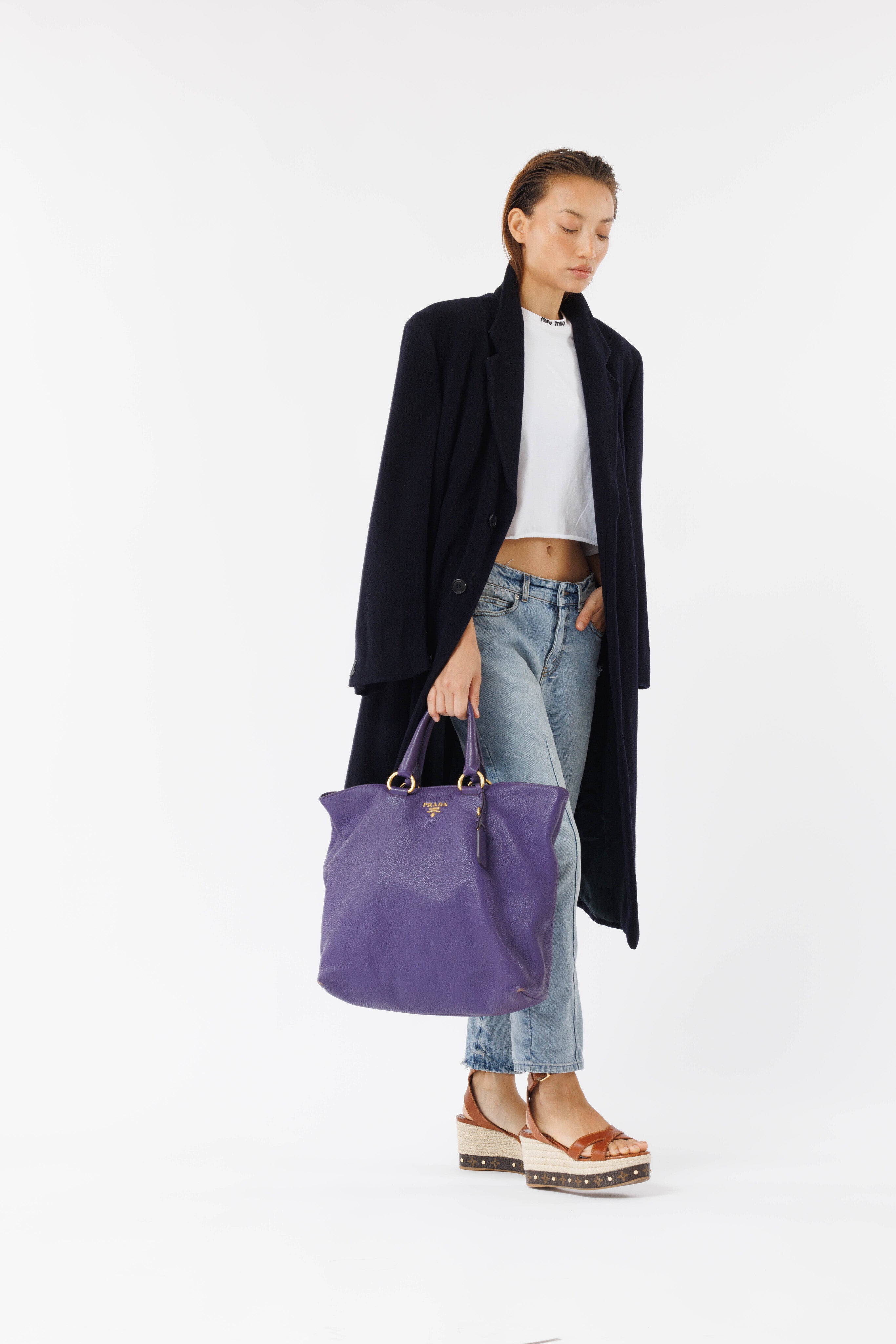 purple calf diano leather tote