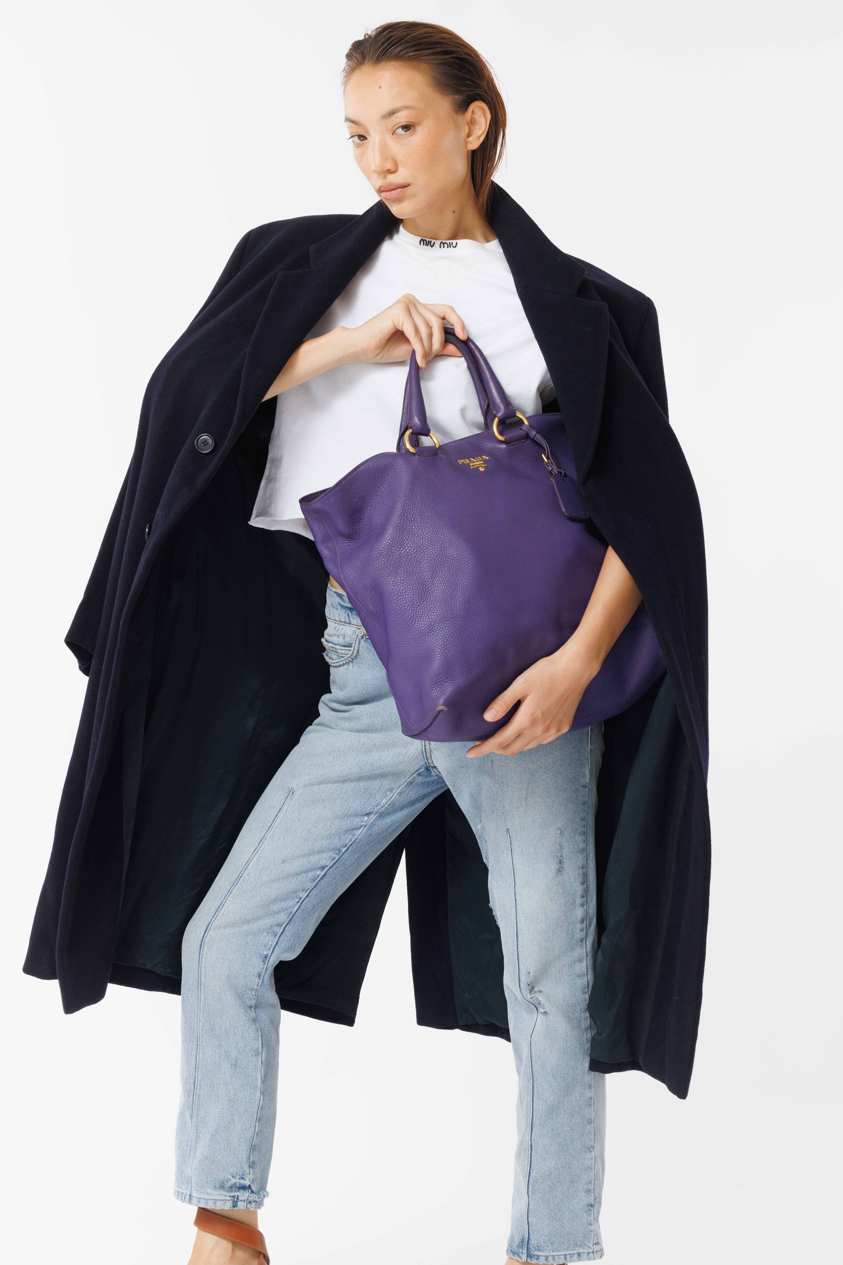 purple calf diano leather tote