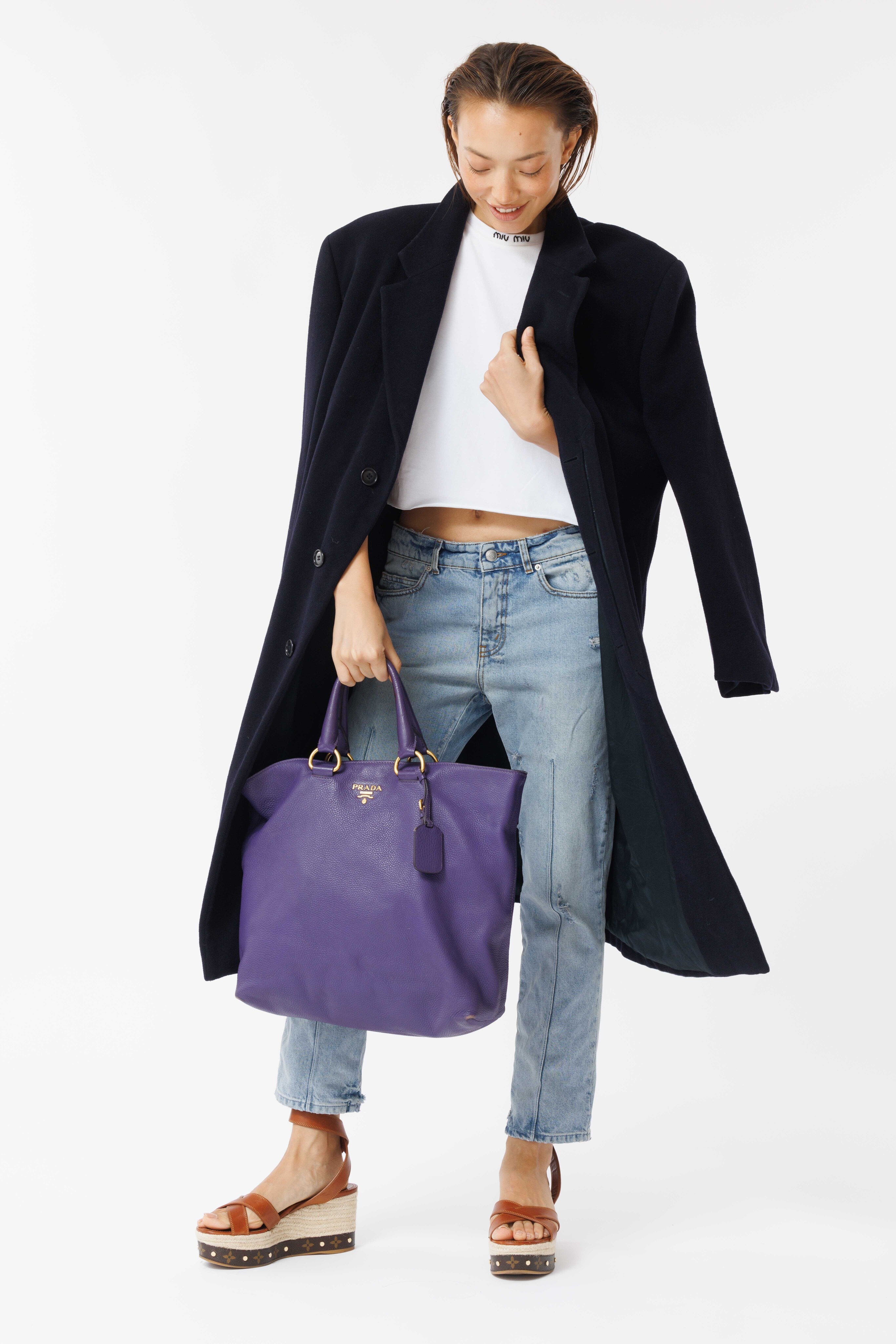 purple calf diano leather tote