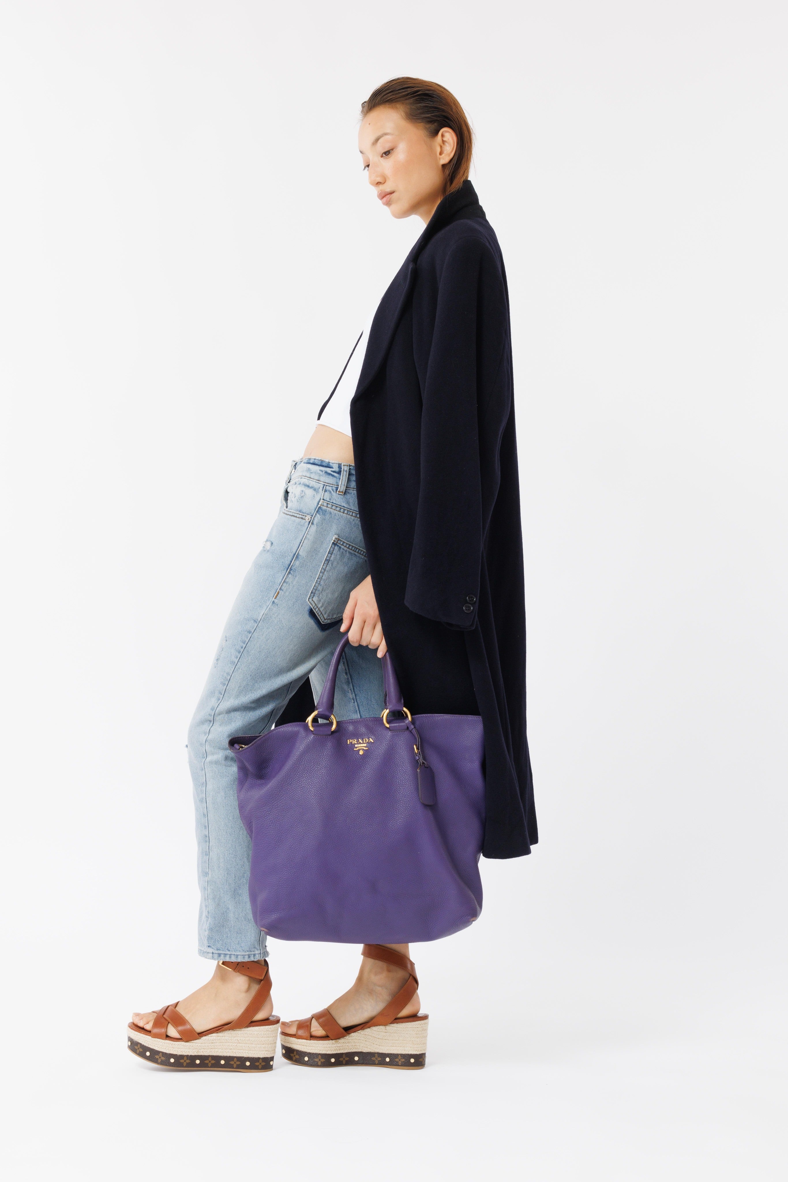 purple calf diano leather tote