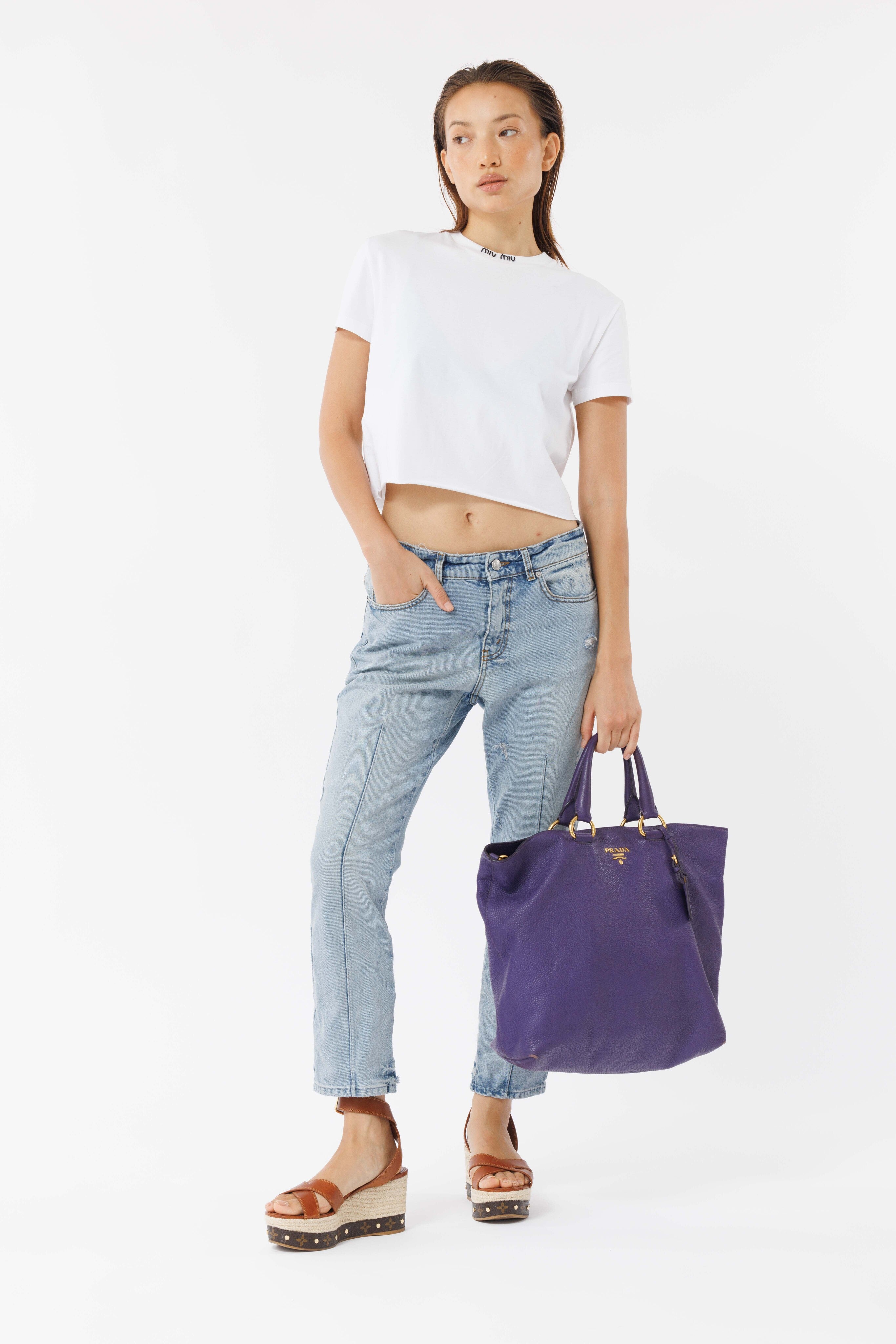 purple calf diano leather tote