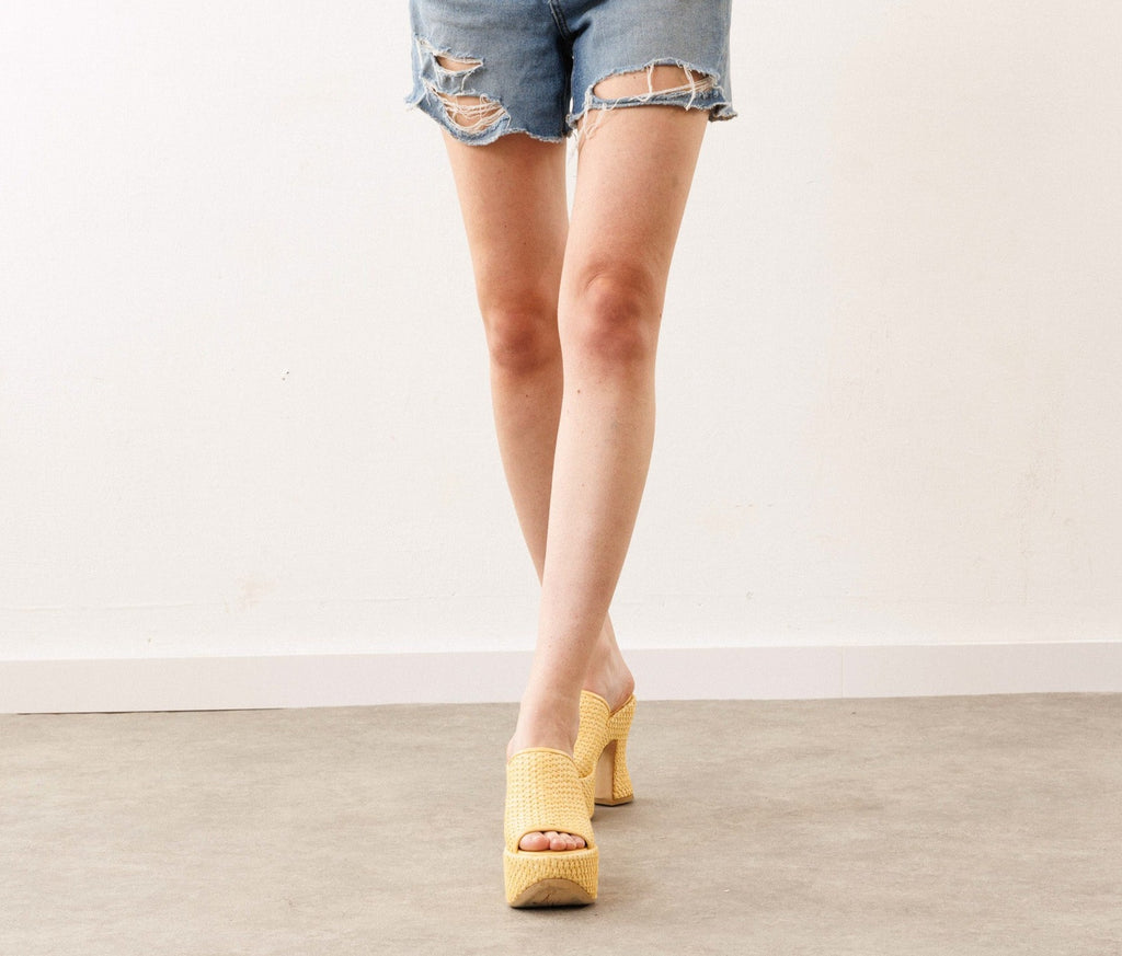 Ibiza Raffia Platform Mules