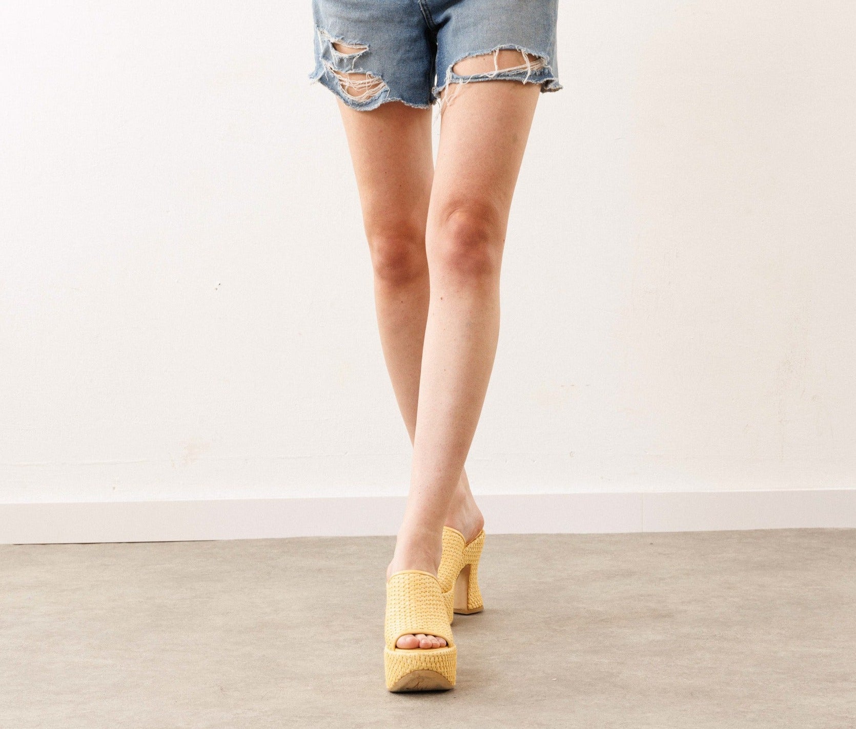 Ibiza Raffia Platform Mules