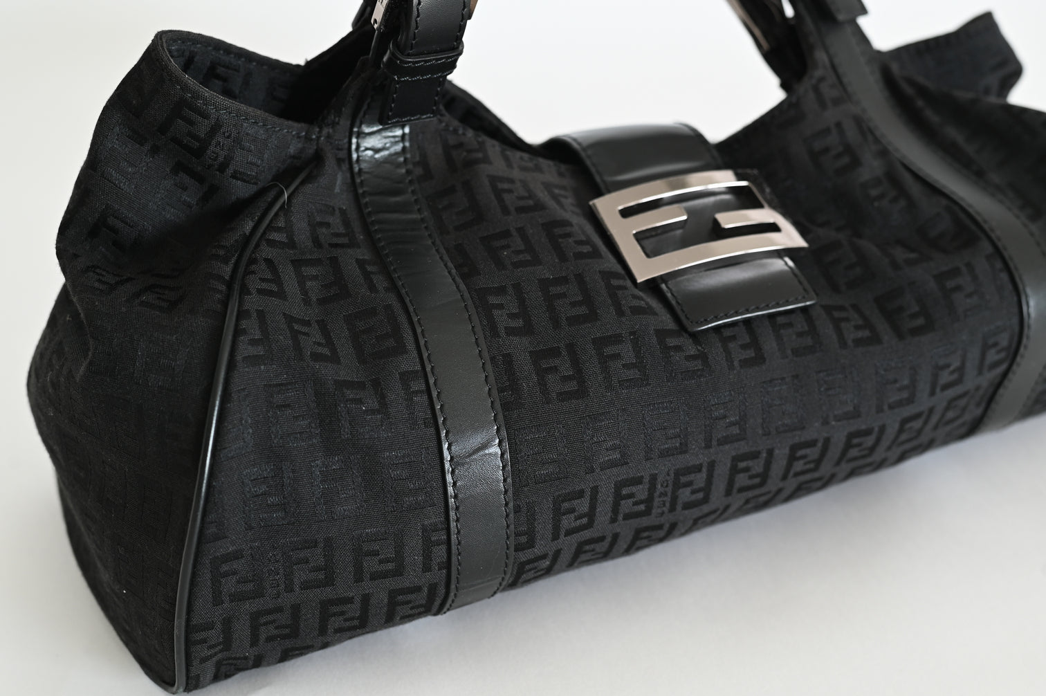 Black Leather Fendi Baguette