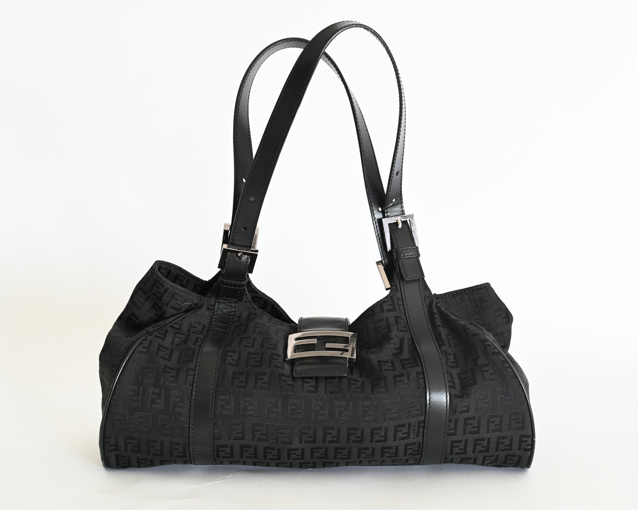 Black Leather Fendi Baguette