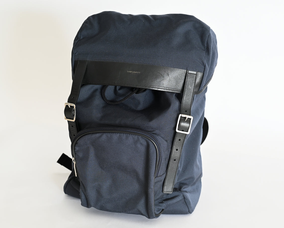 City Flap Leather-Trimmed Backpack