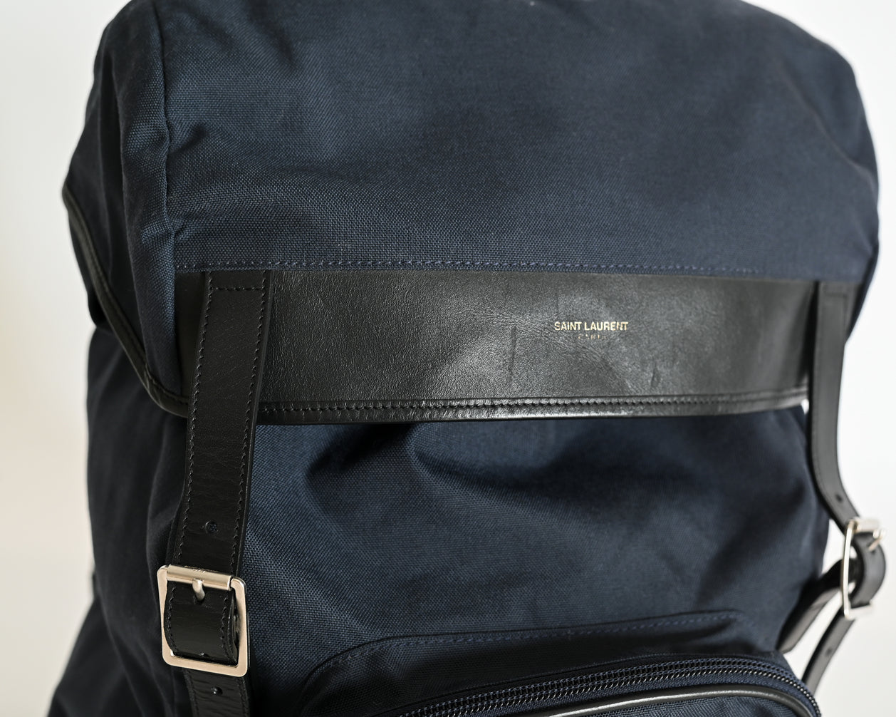 City Flap Leather-Trimmed Backpack