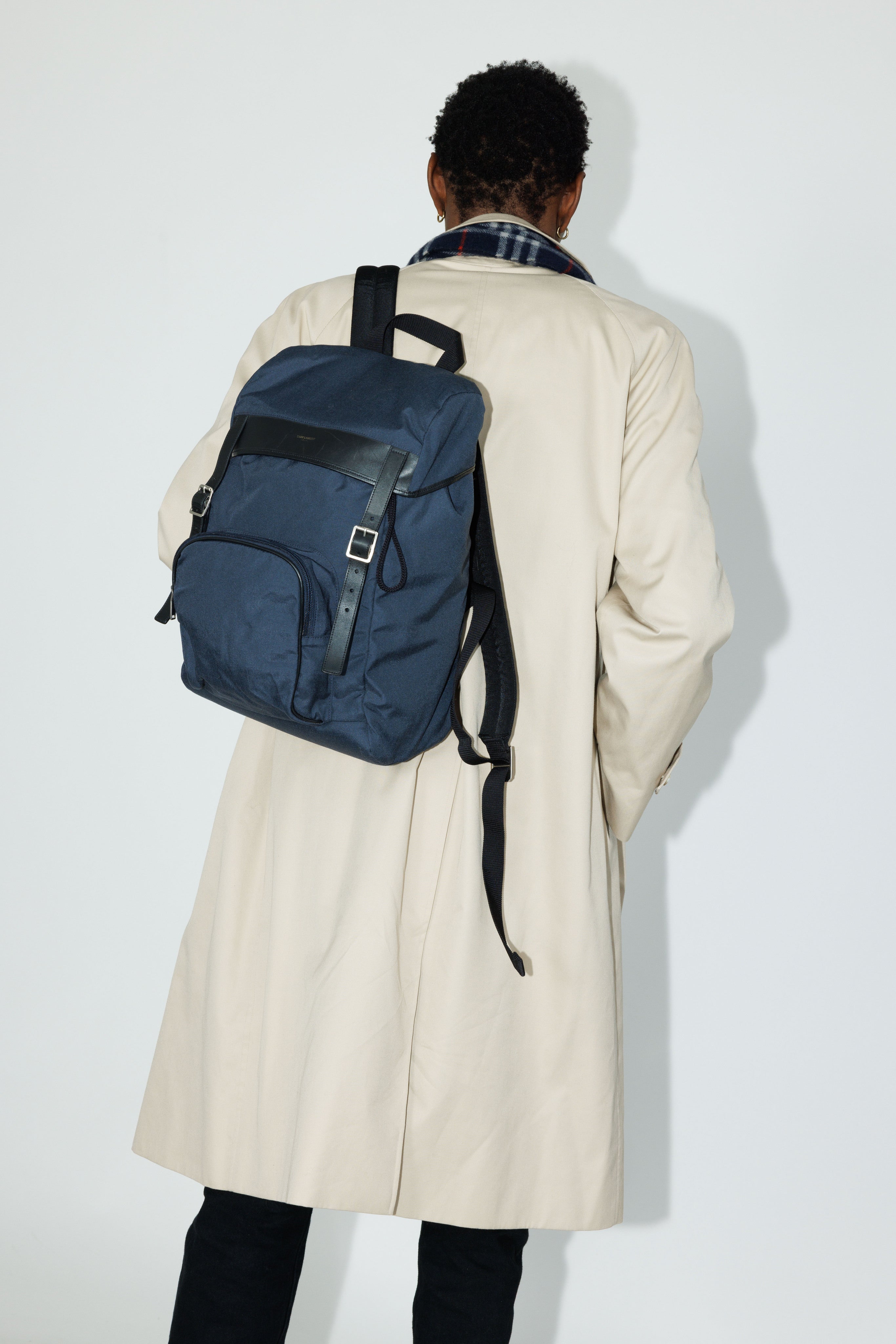 City Flap Leather-Trimmed Backpack