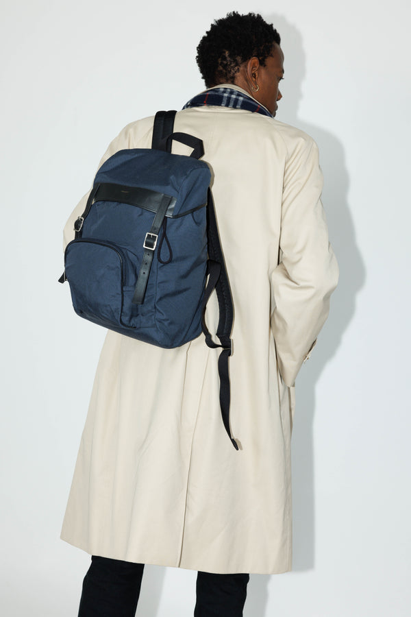 City Flap Leather-Trimmed Econyl Backpack