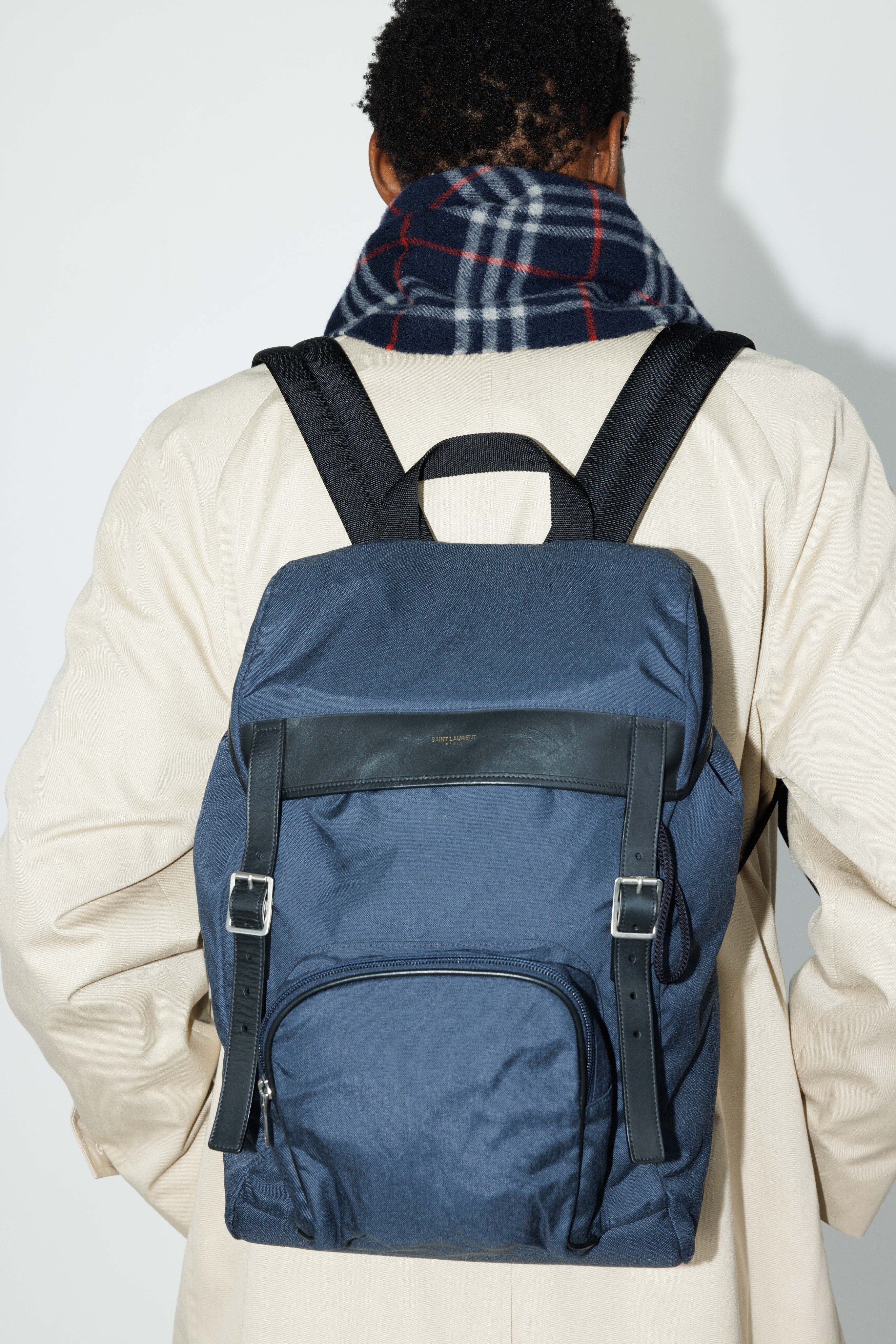 City Flap Leather-Trimmed Backpack